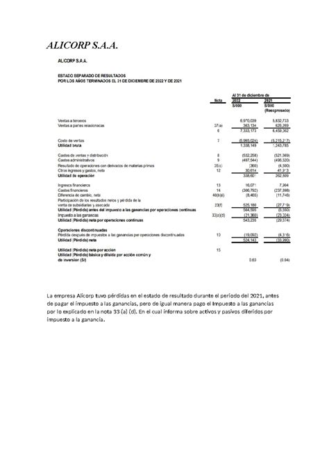 Estados Financieros Semana 7 - estados financieros - ALICORP S.A. La ...