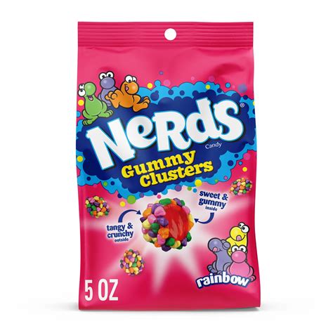 NERDS Gummy Clusters, Candy, Rainbow, Crunchy and Gummy, 5 oz-Pack of 4 ...