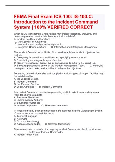 Image result for ICS 100 Answer Sheet