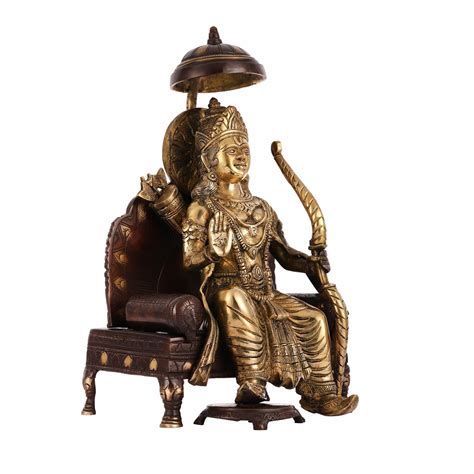 Pure Brass Seated Lord Ram Idol - 15.5" Dual Tone – Budhshiv.com