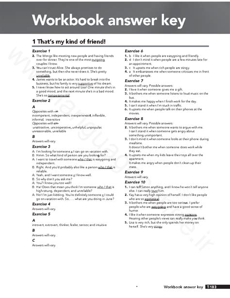 Interchange 3 - Workbook Answer Key (5th Ed) - Studocu