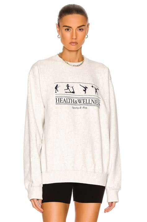 Sporty & Rich Health & Wellness Crewneck Sweatshirt in Heather Gray ...