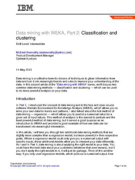 Os-weka2-pdf - practical classification - Data mining with WEKA, Part 2 ...