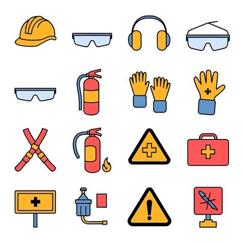 2d vector illustration safety icons civil protection and safety when ...