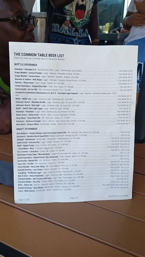 Menu at The Common Table pub & bar, Frisco, Winning Dr #1005