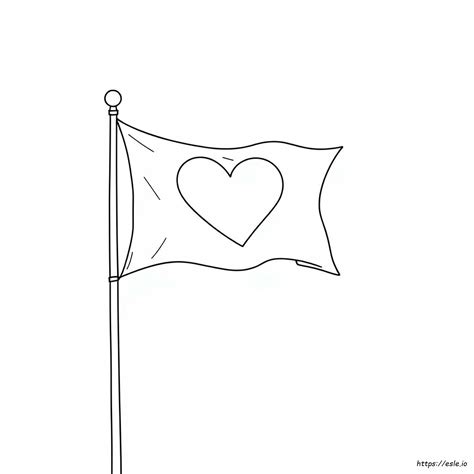 Heart Shaped Flag Coloring Pages