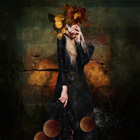 Art, Wall Décor, Almeda, Quirky Woman, Glitter Dress, Headdress, Leaves ...