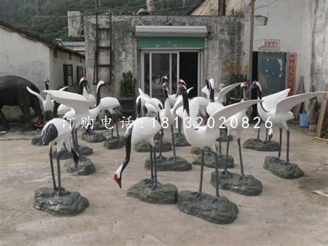 玻璃钢仙鹤公园仿真动物雕塑 - 卓景雕塑公司