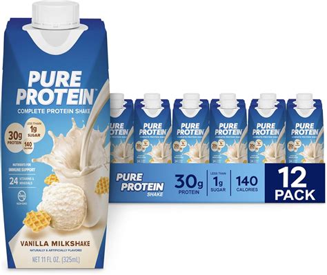 Pure Protein Vanilla Protein Shake, 30g Complete Protein, Vitamins A, C ...