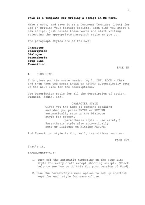 Image result for Screenplay Script Template