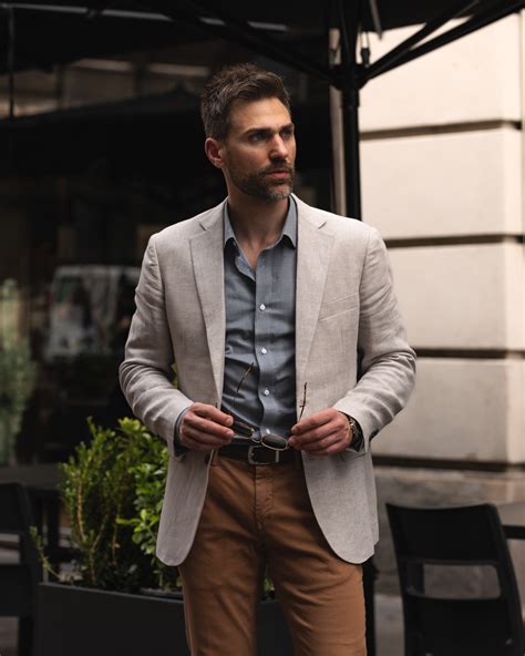 Light Beige Blazer with Tan Trousers | Hockerty