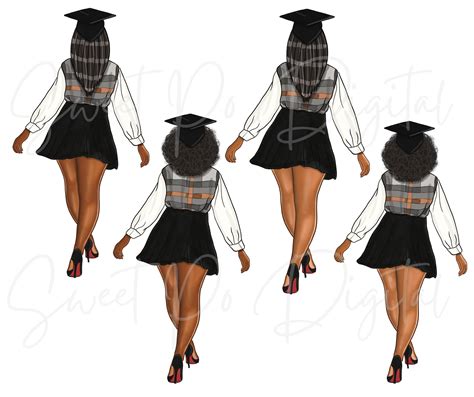 Graduation Clip Art, Black Woman Walking Graduate Art, Senior Clip Art ...