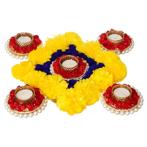 Buy Sanvatsar Marigold Flower Diya Set of 5 | Corporate Gift, Diwali ...