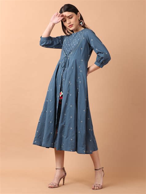 Nora layered Dress | Blue layered Midi Dress | Untung