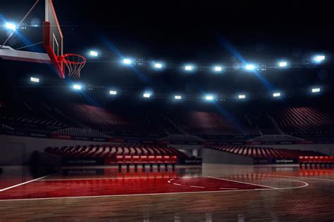 HD Wallpaper: Dynamic Basketball Court Under Spotlight