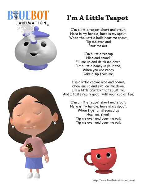 I'm a little teapot nursery rhyme lyrics Free printable nursery rhyme ...