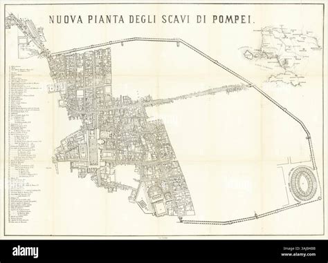 A map created in 1865 of the excavations of Pompeii, illustrating the ...