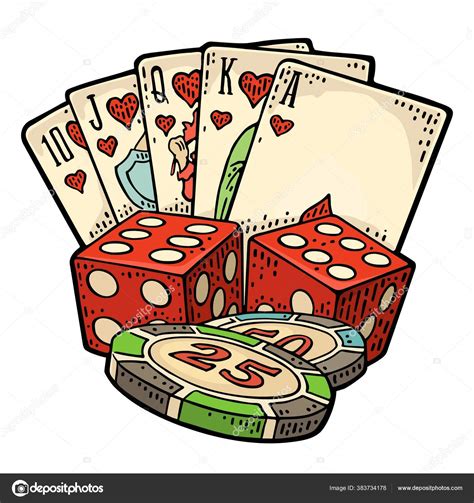 Casino Set Royal Straight Flush Playing Cards Hearts Poker Chips Stock ...