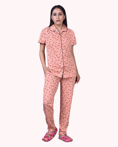 Buy Garmium Peach Front Open Nightdress Online @ Rs.1099