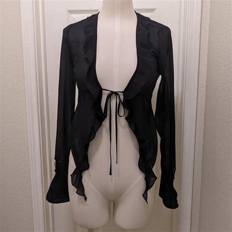 Garage Women's Black Sheer Cover-up I love the bell... - Depop