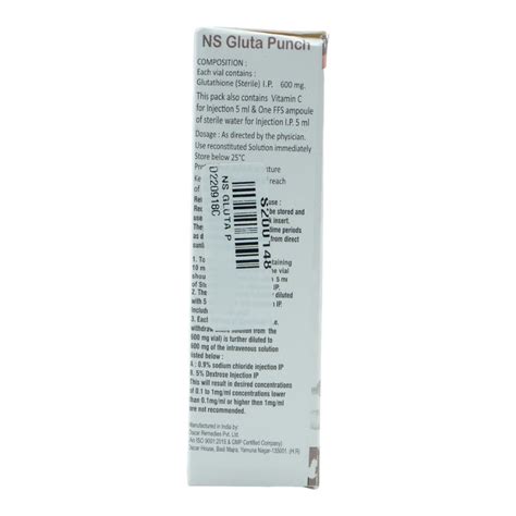 NS Gluta Punch 600 mg Injection Price, Uses, Side Effects, Composition ...