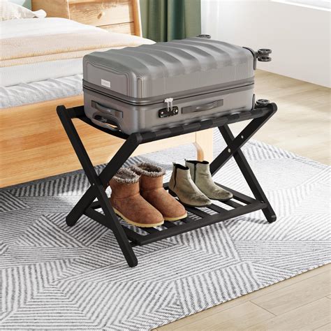Amazon.com: CSL Premier Wood Luggage Rack for Hotel Guest Room, Bedroom ...
