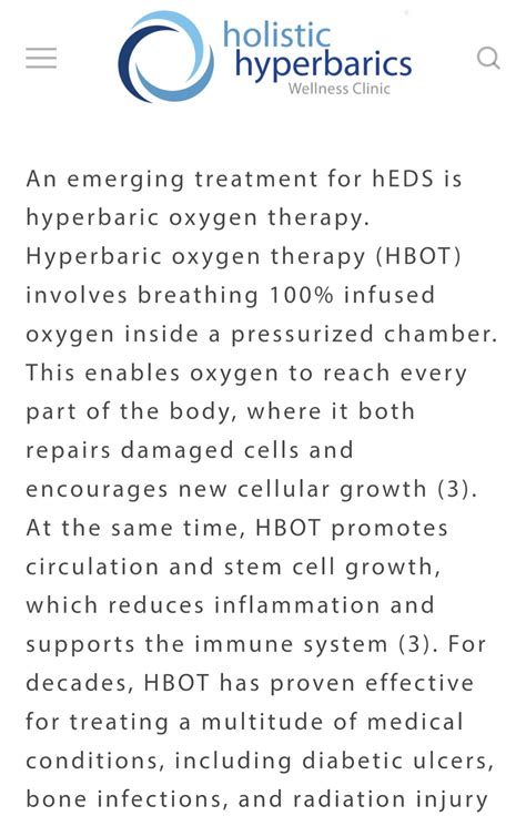 Hyperbaric oxygen therapy and EDS : r/ehlersdanlos
