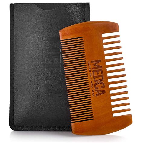 Wooden Beard Comb With Leather Case - Handcrafted Solid Beechwood Beard ...