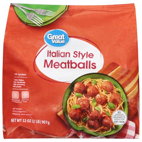 Great Value Fully Cooked Italian Style Meatballs, Frozen, 32 oz ...
