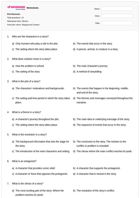 50+ Plot Elements worksheets for Class 3 on Wayground | Free & Printable