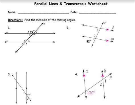 find the measure of the missing angles transversal - Brainly.in