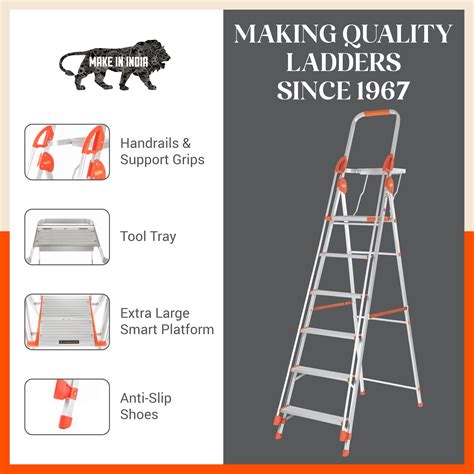Bathla Zenith Plus 6-Step Foldable Aluminium Ladder For Home – Bathla Home