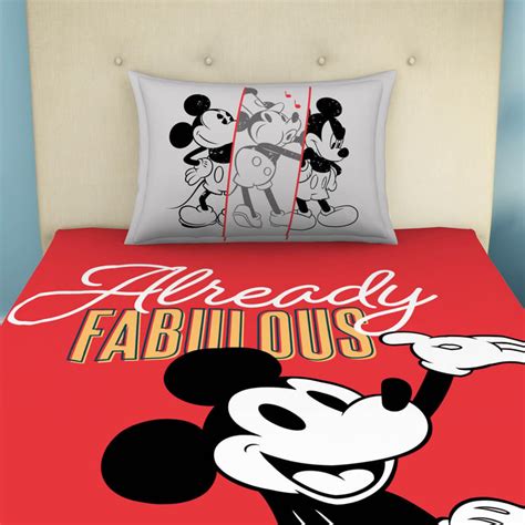 Buy SPACES Disney Mickey-Red Printed Breathable Single Bedsheet Set ...