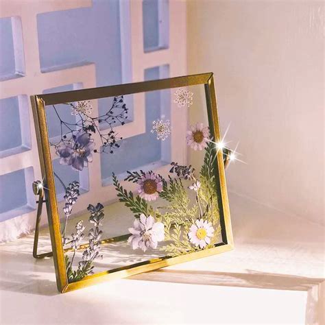 DIY创意干花透明相框现代装饰画绿植花卉标本框 木质双面玻璃摆台-阿里巴巴