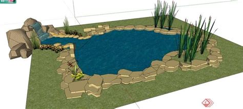 现代园林景观水池su模型