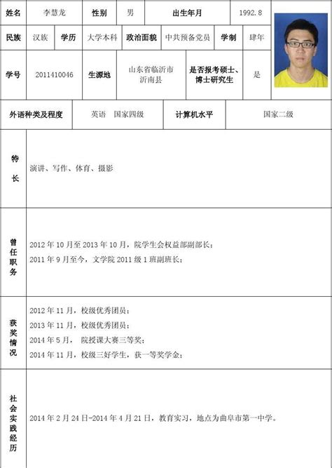 商丘师范学院毕业生就业推荐表_word文档在线阅读与下载_无忧文档