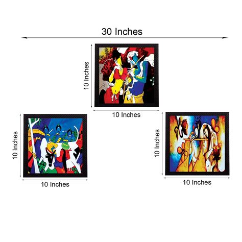 Set Of 3 Abstract Radha Krishna Satin Matt Texture UV Art Painting ...