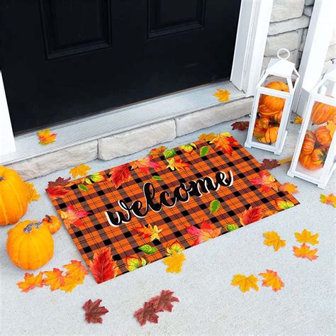 BJUTIR Thanksgiving Fall Decorative Door Mat Farmhouse Happy Fall Yall ...