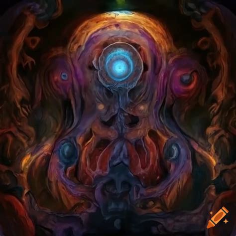 Cosmic horror illustration of Azathoth on Craiyon