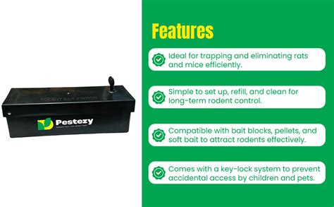 Pestezy Rodent Bait Station Roda Box Rat Bait Station Plastic with Key ...