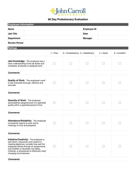Free 90 Day Probationary Period Template