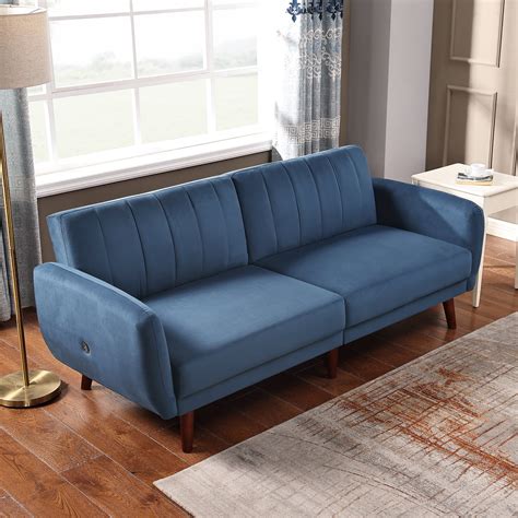 Yardi Yard USB Charging Velvet Loveseat Sofa Beds, Modern Futon ...