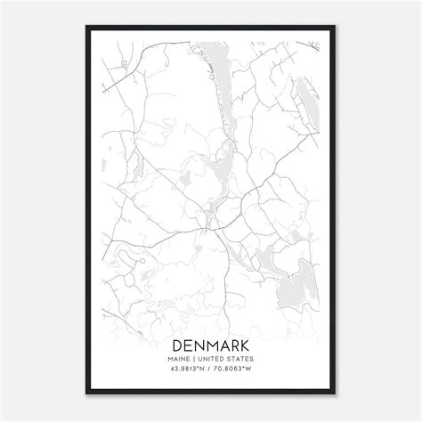 Denmark Maine Map Poster, Modern Home Decor Wall Art Print - Custom Maps & Posters