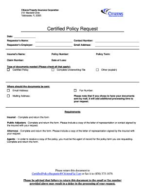 Certified Policy Request Form.pdf - Property Insurance Coverage ...