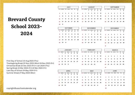 Brevard Public Schools Calendar - US School Calendar