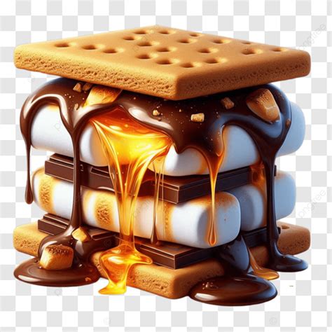 3d S Mores With Caramel And Chocolate Explosion On Transparent ...