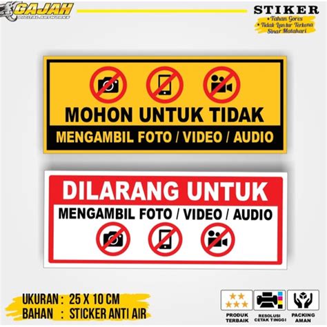 Jual Stiker Dilarang Mengabil Foto Video dan Audio - Putih - Jakarta ...