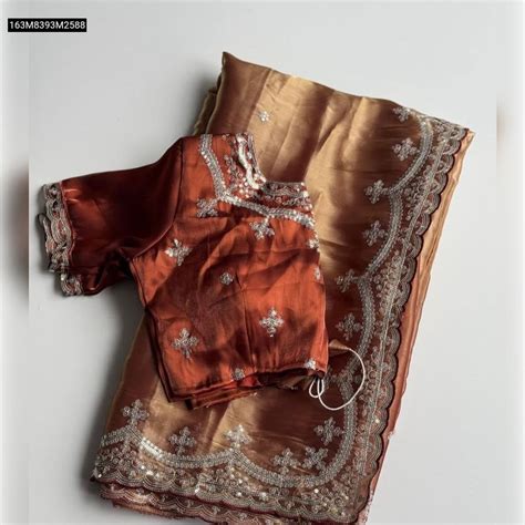 TRENDBUY Zimmy Choo Silk Saree | Zari Sequin Embroidery & Cutwork ...