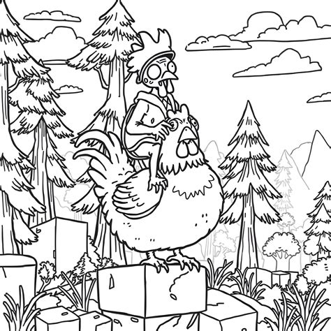 Chicken Jockey Coloring Page Pdf