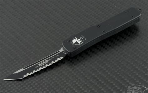 Microtech Knives UTX-70 T/E Automatic OTF D/A Knife (2.41in Black Serr ELMAX) 149-3T-2013 ...